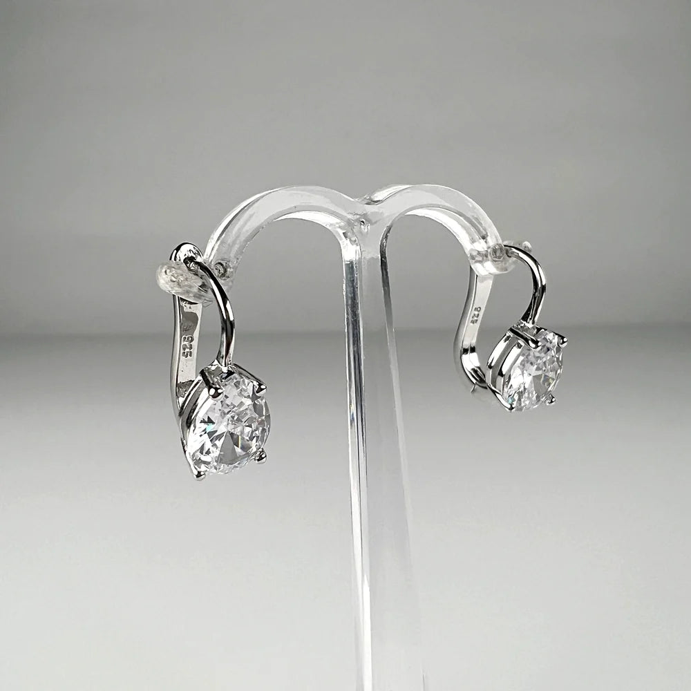 Cercei drop zirconia cu prindere leverback din argint 925 - vedere 2