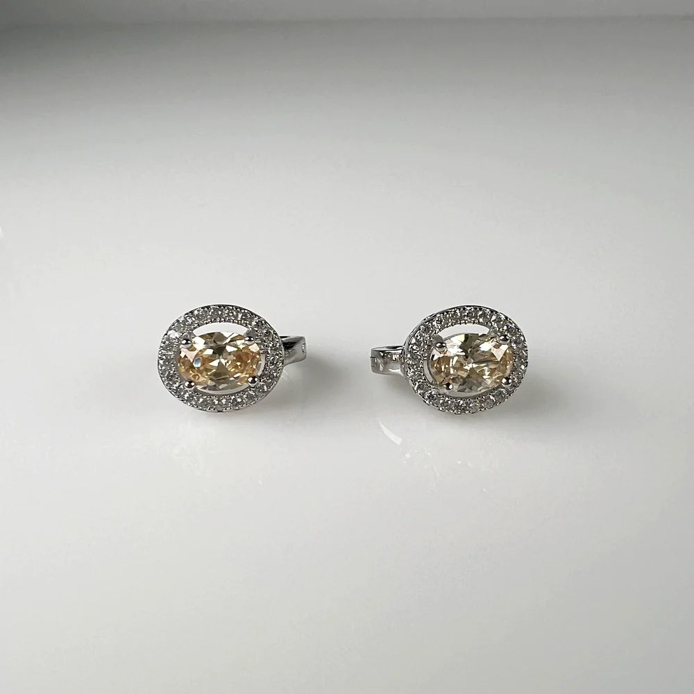 Cercei creole zirconia cu prindere leverback din argint 925 - vedere 1