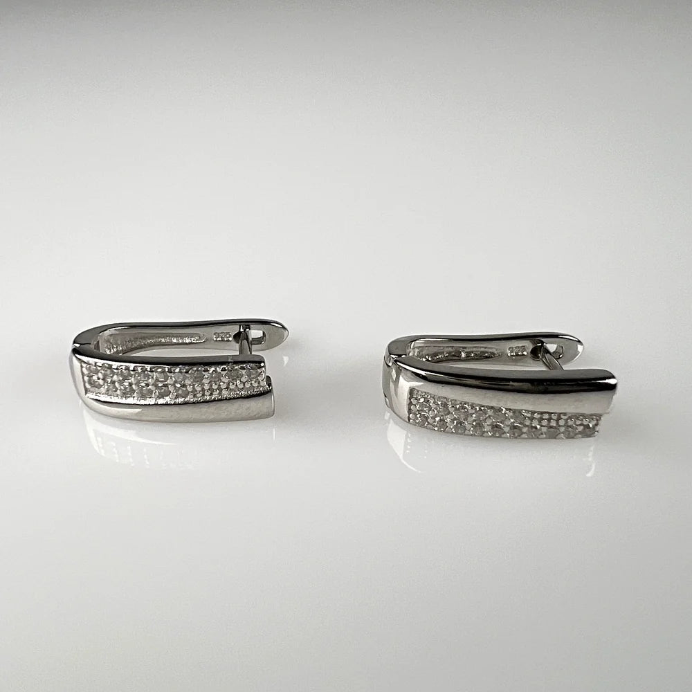 Cercei creole zirconia leverback din argint 925, 15mm - vedere 2