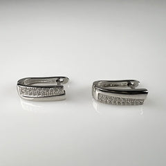 Cercei creole zirconia leverback din argint 925, 15mm - vedere 2