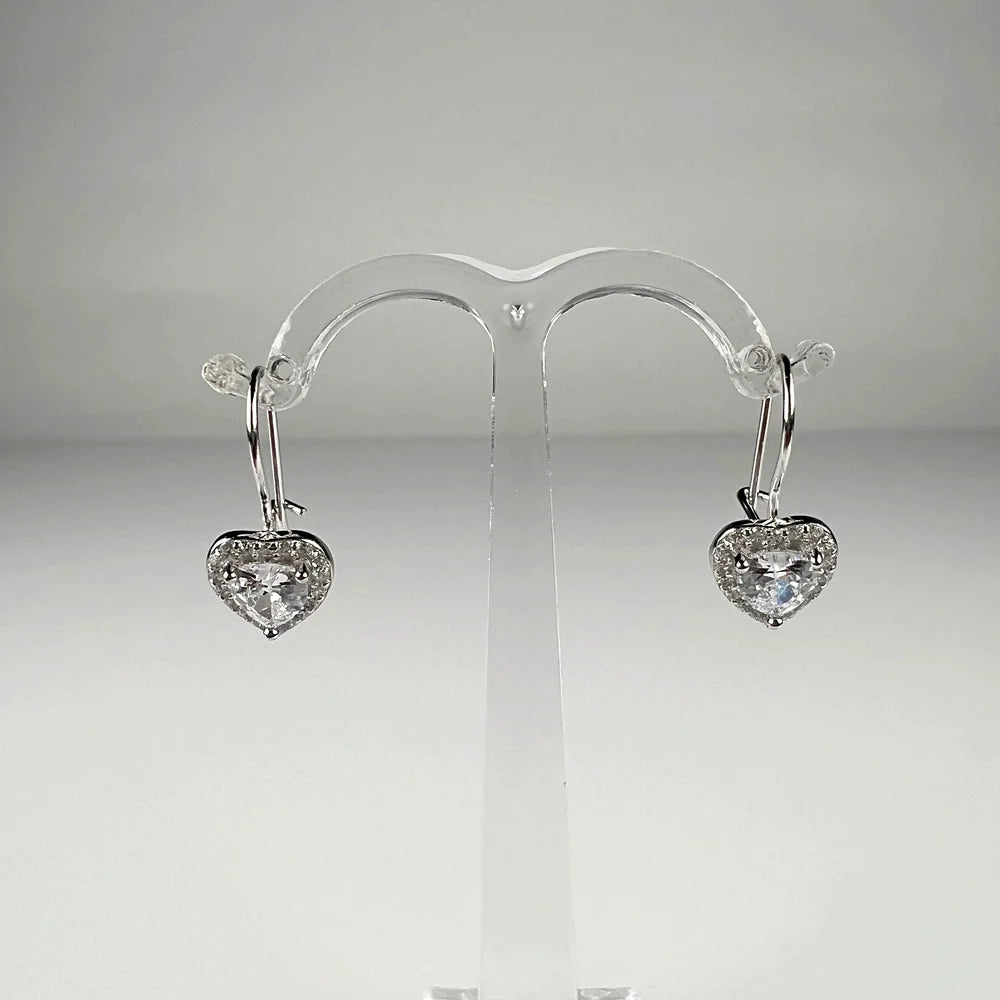 Cercei drop zirconia cu prindere leverback din argint 925 - vedere 1