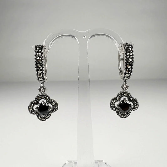 Cercei lungi zirconia cu prindere leverback din argint 925 - vedere 1
