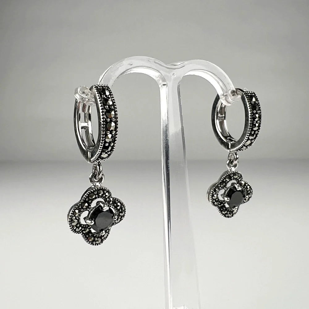 Cercei lungi zirconia cu prindere leverback din argint 925 - vedere 2