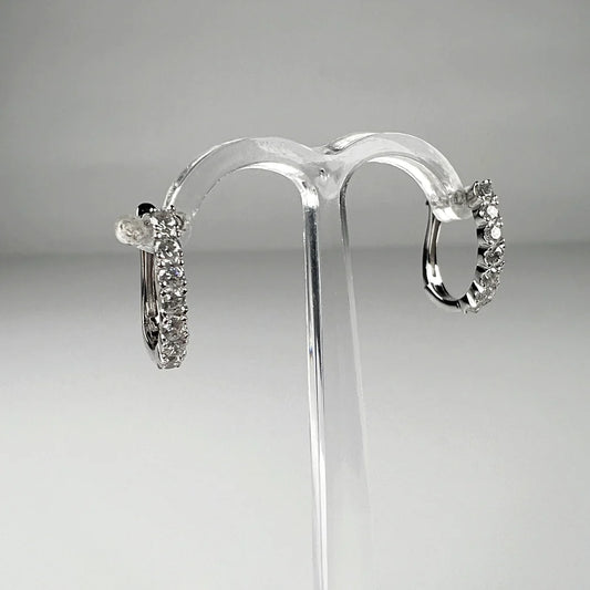 Cercei creole argint 925 cu zirconia si prindere leverback 13mm - vedere 1