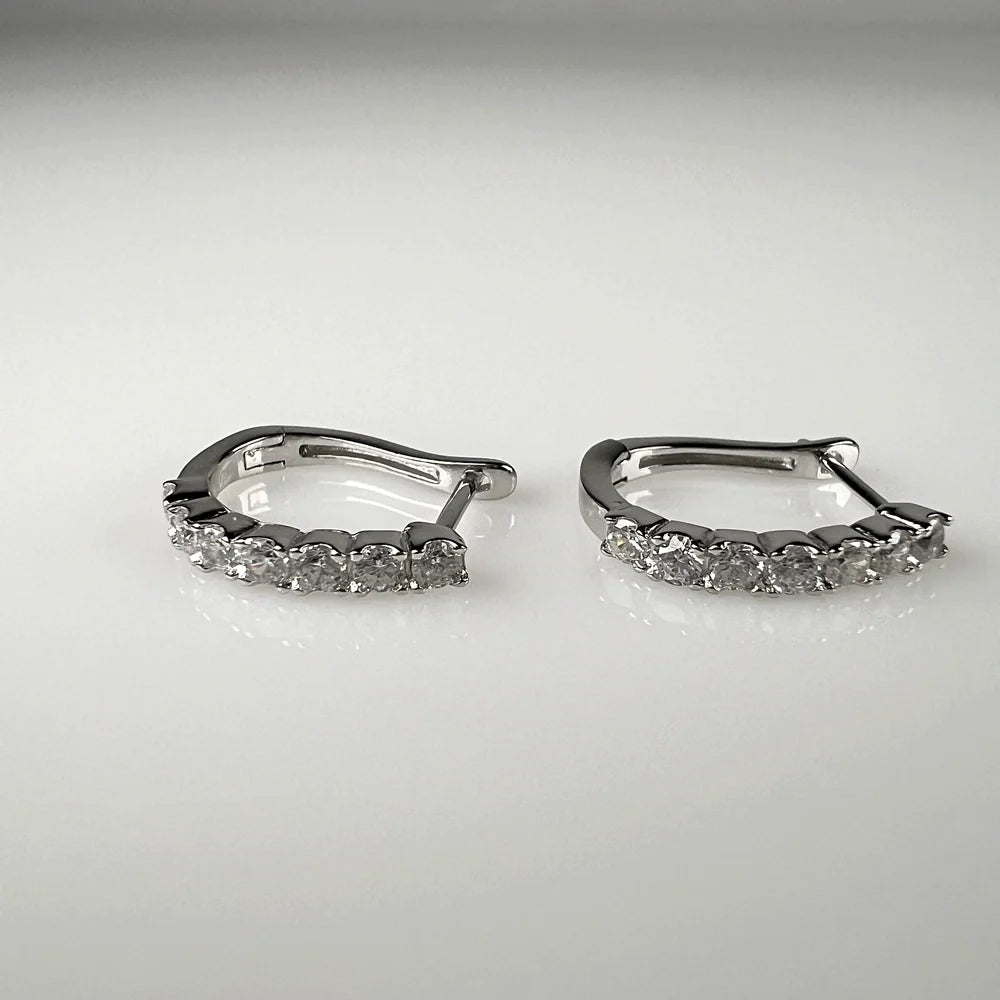 Cercei creole argint 925 cu zirconia si prindere leverback 13mm - vedere 2
