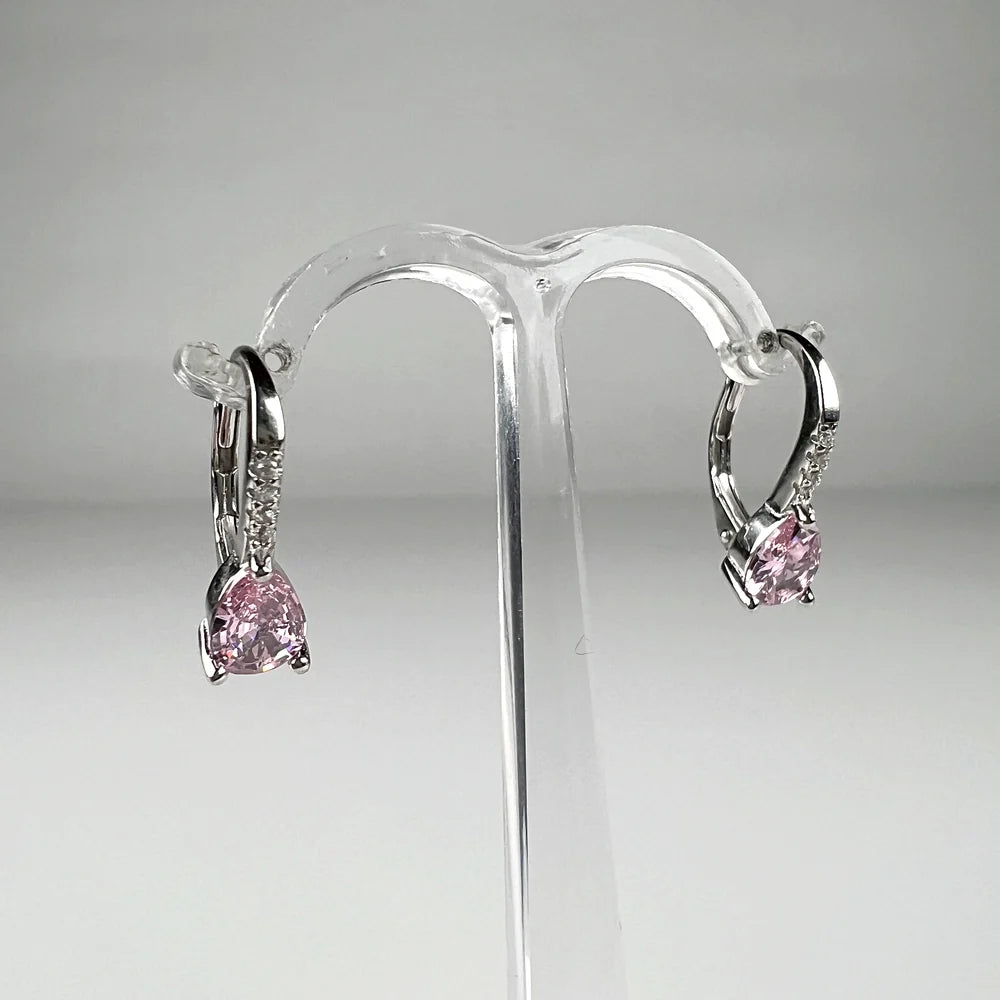 Cercei drop zirconia cu prindere leverback din argint 925 - vedere 2