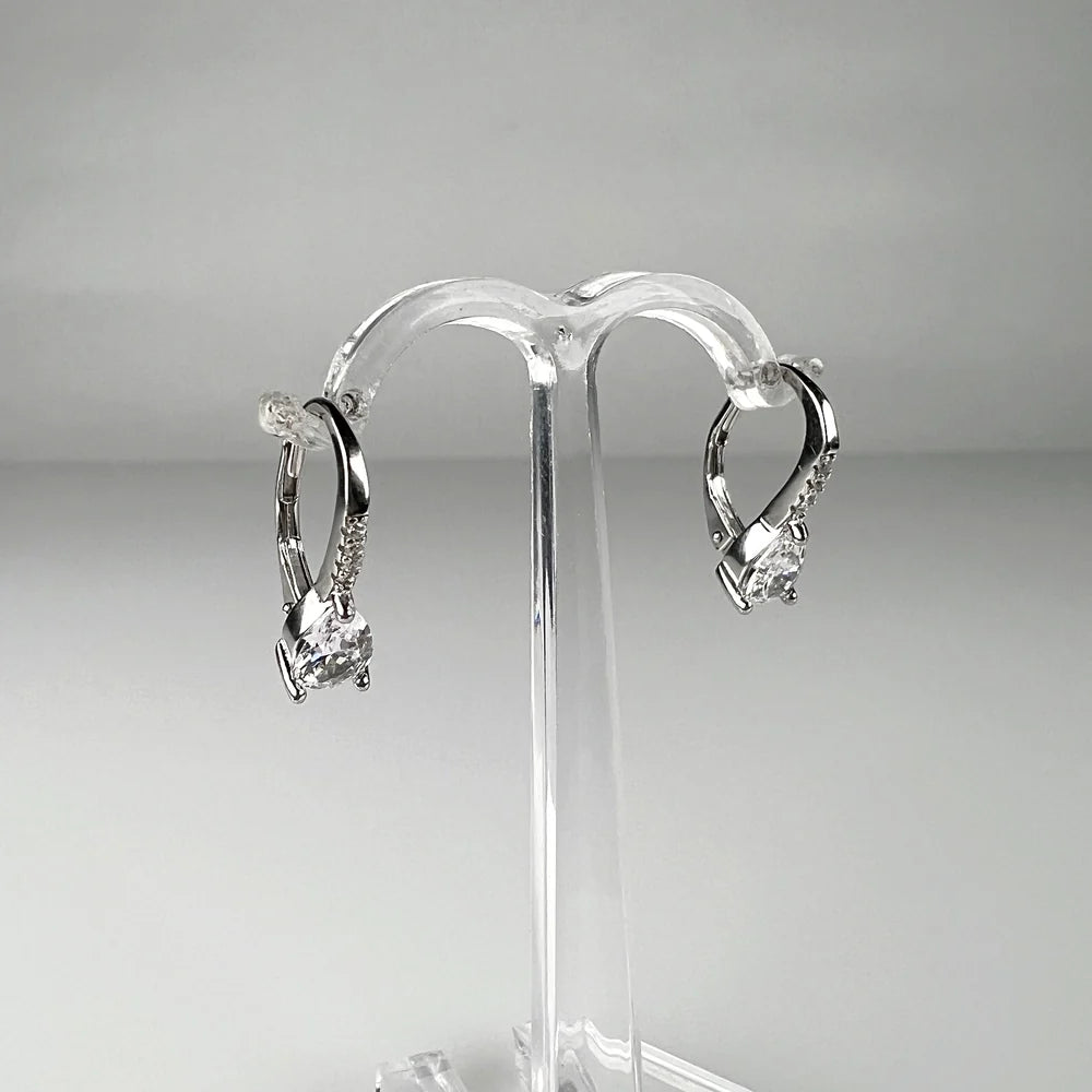 Cercei drop zirconia cu prindere leverback din argint 925 - vedere 2