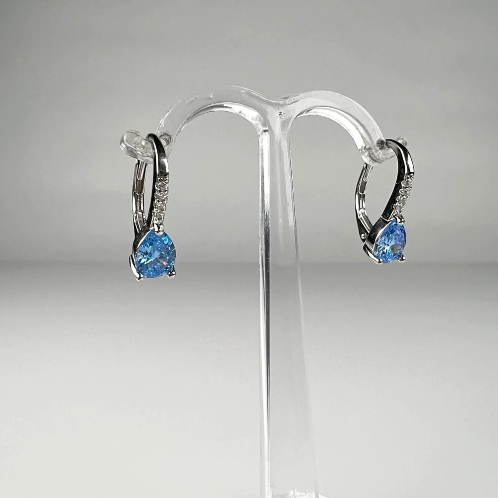 Cercei drop zirconia cu prindere leverback din argint 925 - vedere 2