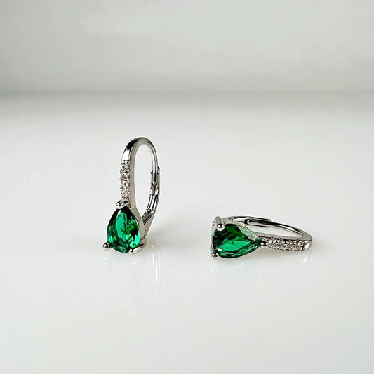 Cercei drop zirconia cu prindere leverback din argint 925 - vedere 1