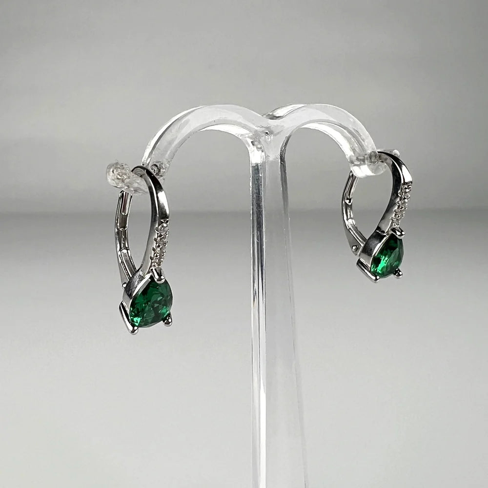 Cercei drop zirconia cu prindere leverback din argint 925 - vedere 2