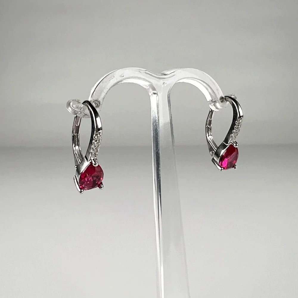 Cercei drop zirconia cu prindere leverback din argint 925 - vedere 2