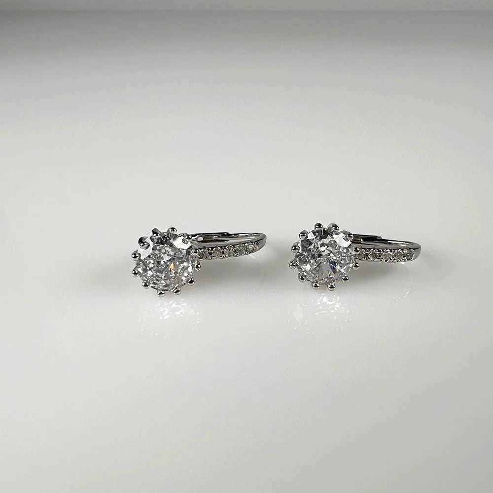 Cercei drop zirconia cu prindere leverback din argint 925 - vedere 1