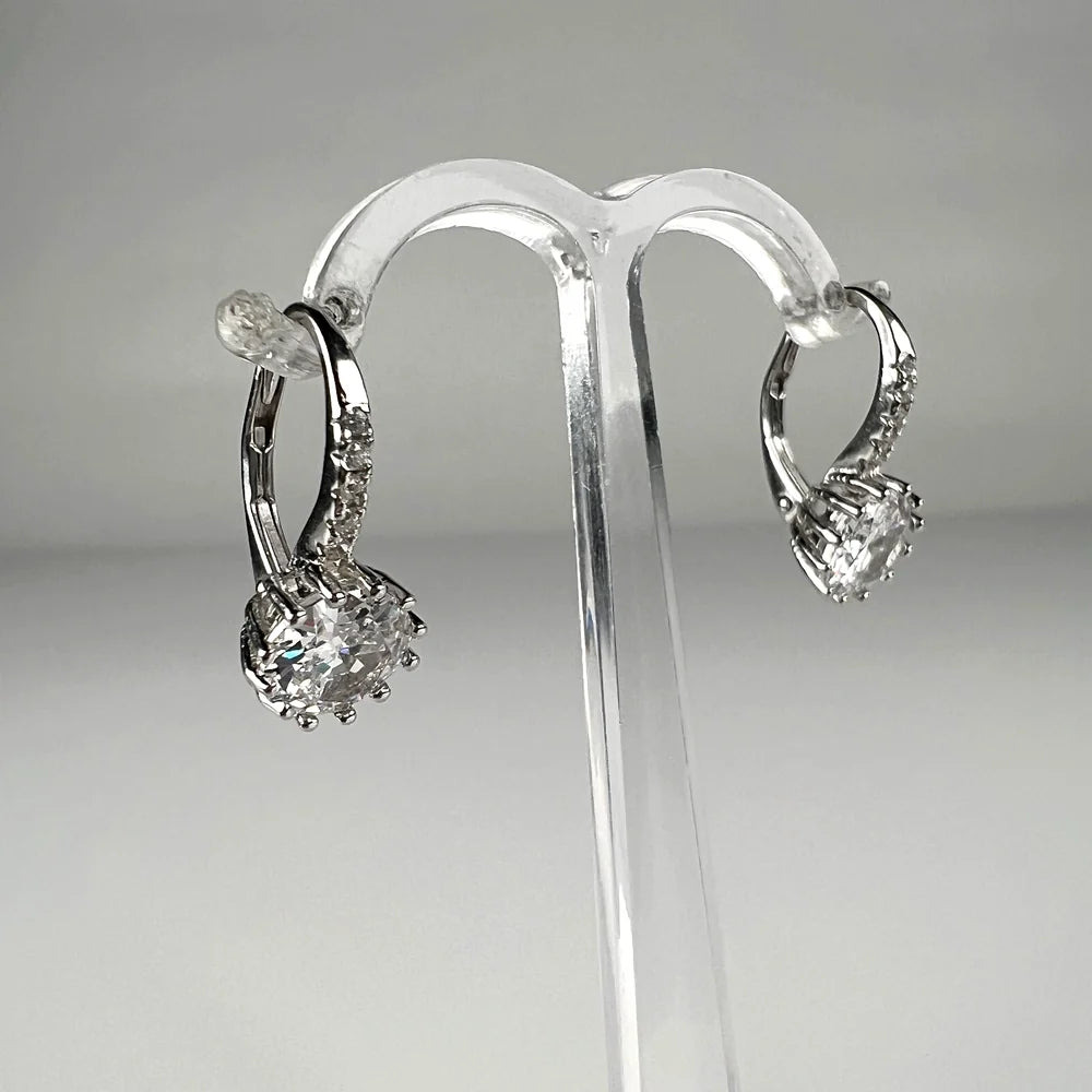 Cercei drop zirconia cu prindere leverback din argint 925 - vedere 2
