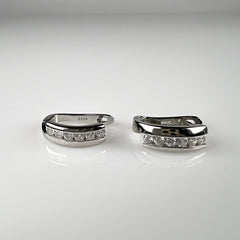 Cercei creole zirconia cu prindere leverback din argint 925 - vedere 1