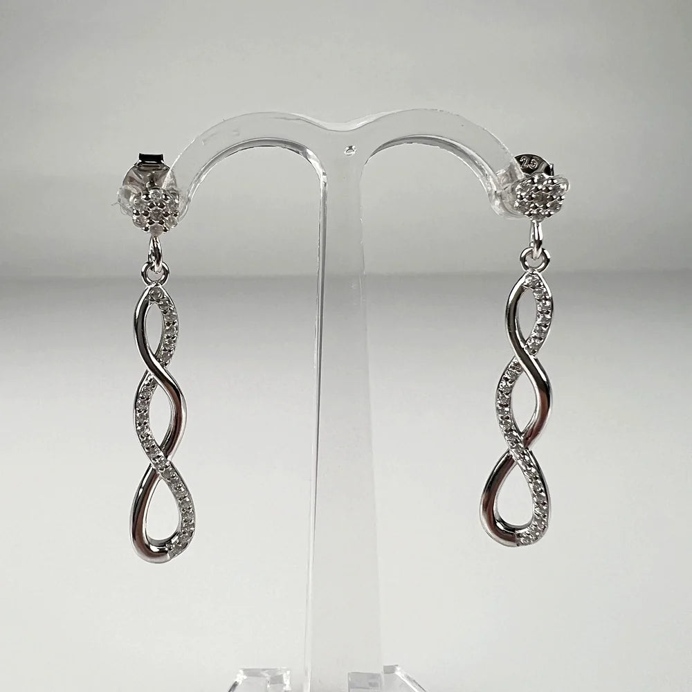 Cercei lungi zirconia cu surub din argint 925, 33 mm - vedere 2