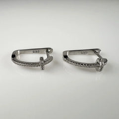 Cercei creole zirconia leverback din argint 925 18mm - vedere 1