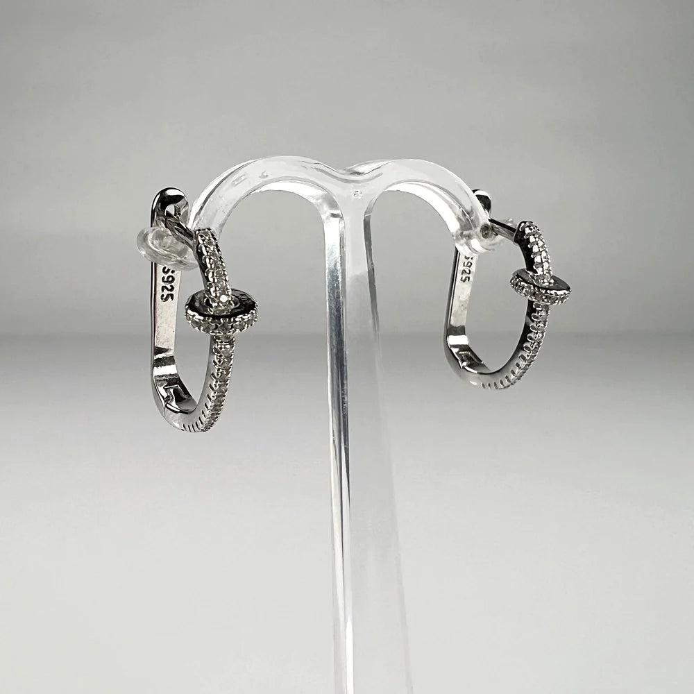 Cercei creole zirconia leverback din argint 925 18mm - vedere 2
