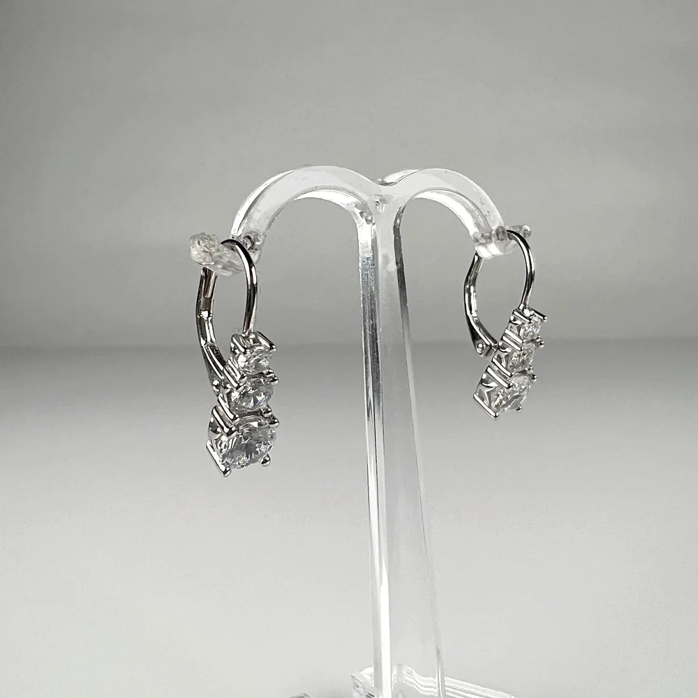 Cercei drop zirconia cu prindere leverback din argint 925 - vedere 2