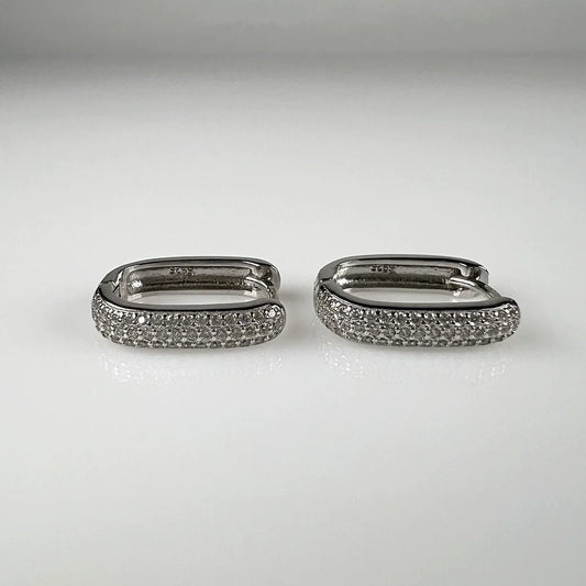 Cercei creole argint 925 cu zirconia si prindere leverback - vedere 1