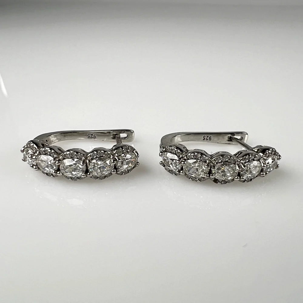 Cercei creole argint 925 cu zirconia si prindere leverback - vedere 1
