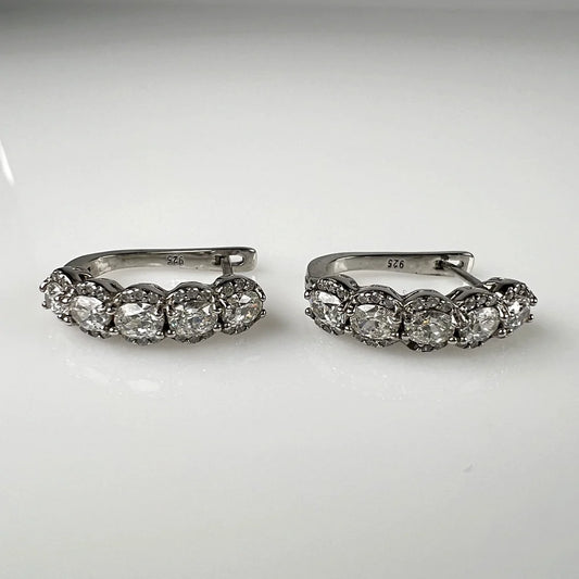 Cercei creole argint 925 cu zirconia si prindere leverback - vedere 1