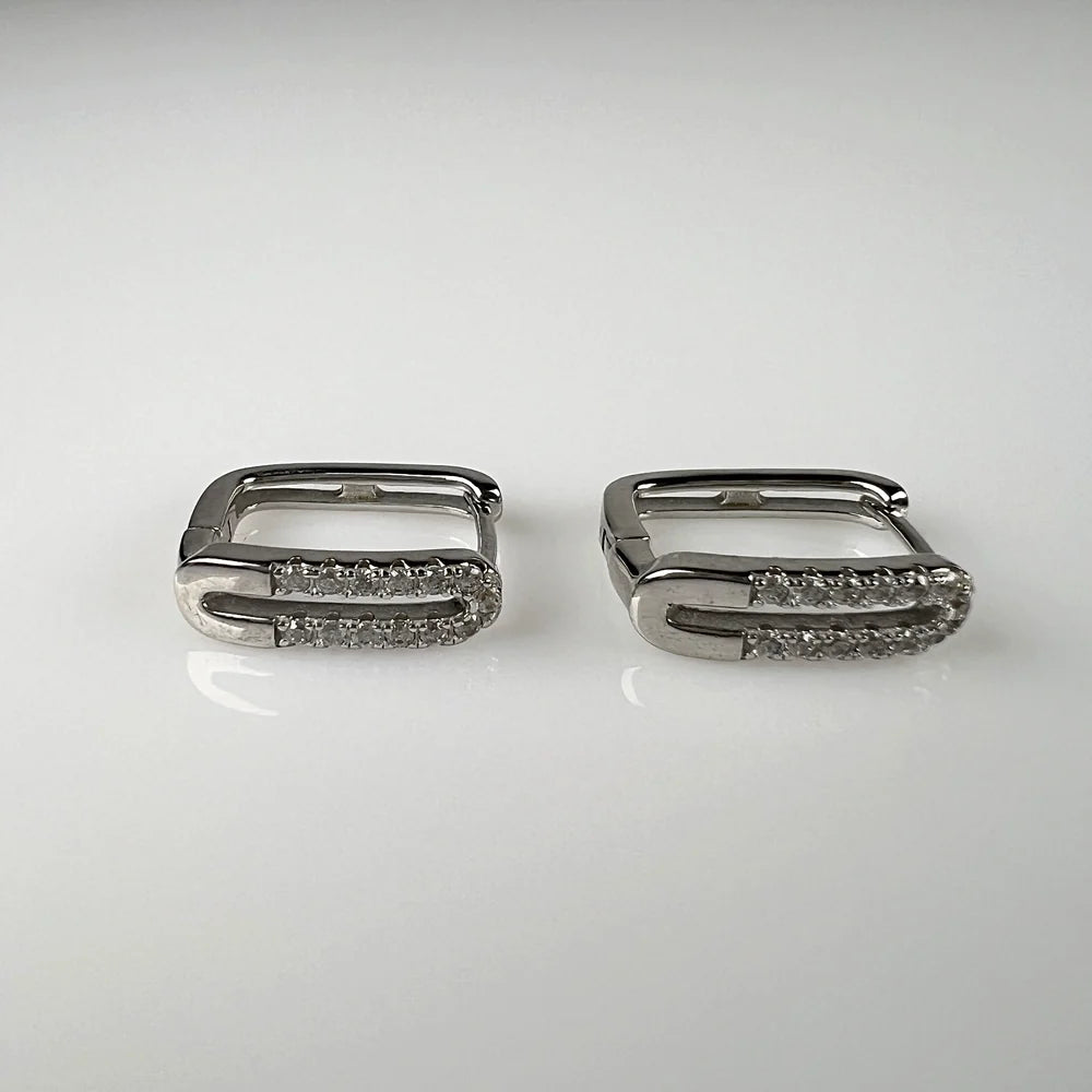 Cercei creole zirconia argint 925 leverback 15mm - vedere 1