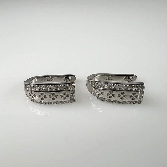 Cercei creole argint 925 cu zirconia si prindere leverback - vedere 1