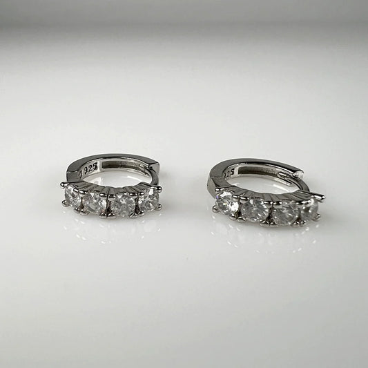 Cercei creole argint 925 cu zirconia si prindere leverback 11mm - vedere 1