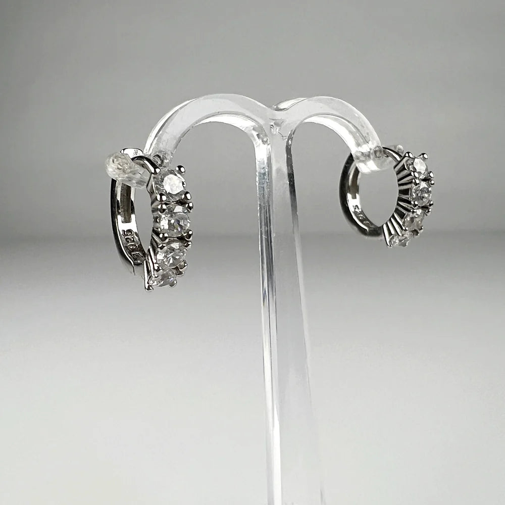 Cercei creole argint 925 cu zirconia si prindere leverback 11mm - vedere 2