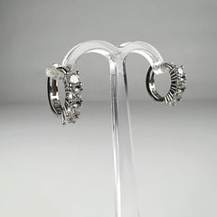 Cercei creole argint 925 cu zirconia si prindere leverback 11mm - vedere 2