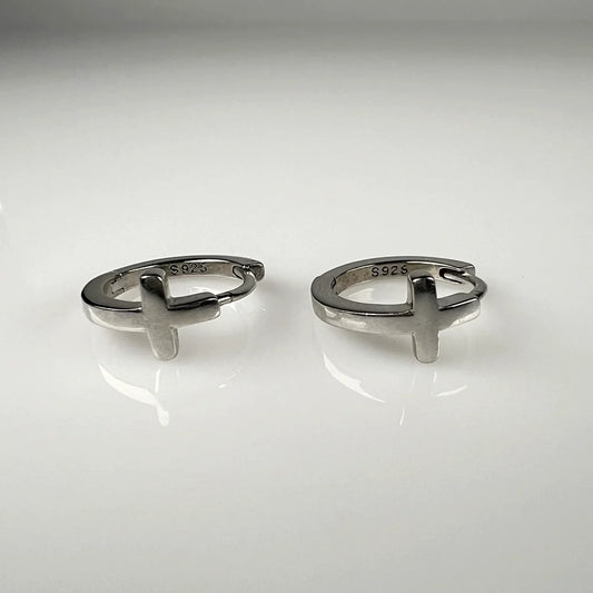 Cercei creole zirconia cu prindere leverback din argint 925 - vedere 1