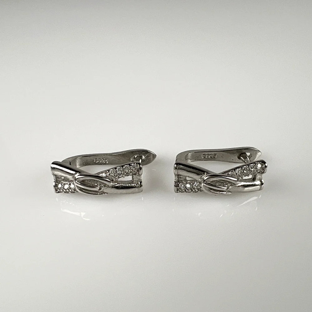 Cercei creole zirconia leverback argint 925, 15mm - vedere 1
