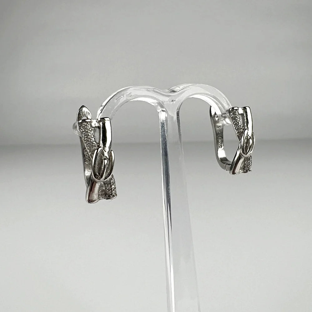 Cercei creole zirconia leverback argint 925, 15mm - vedere 2