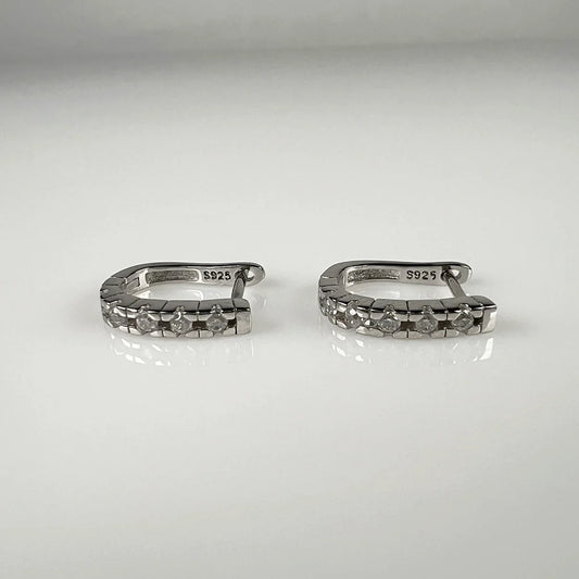 Cercei creole zirconia leverback argint 925 14mm - vedere 1