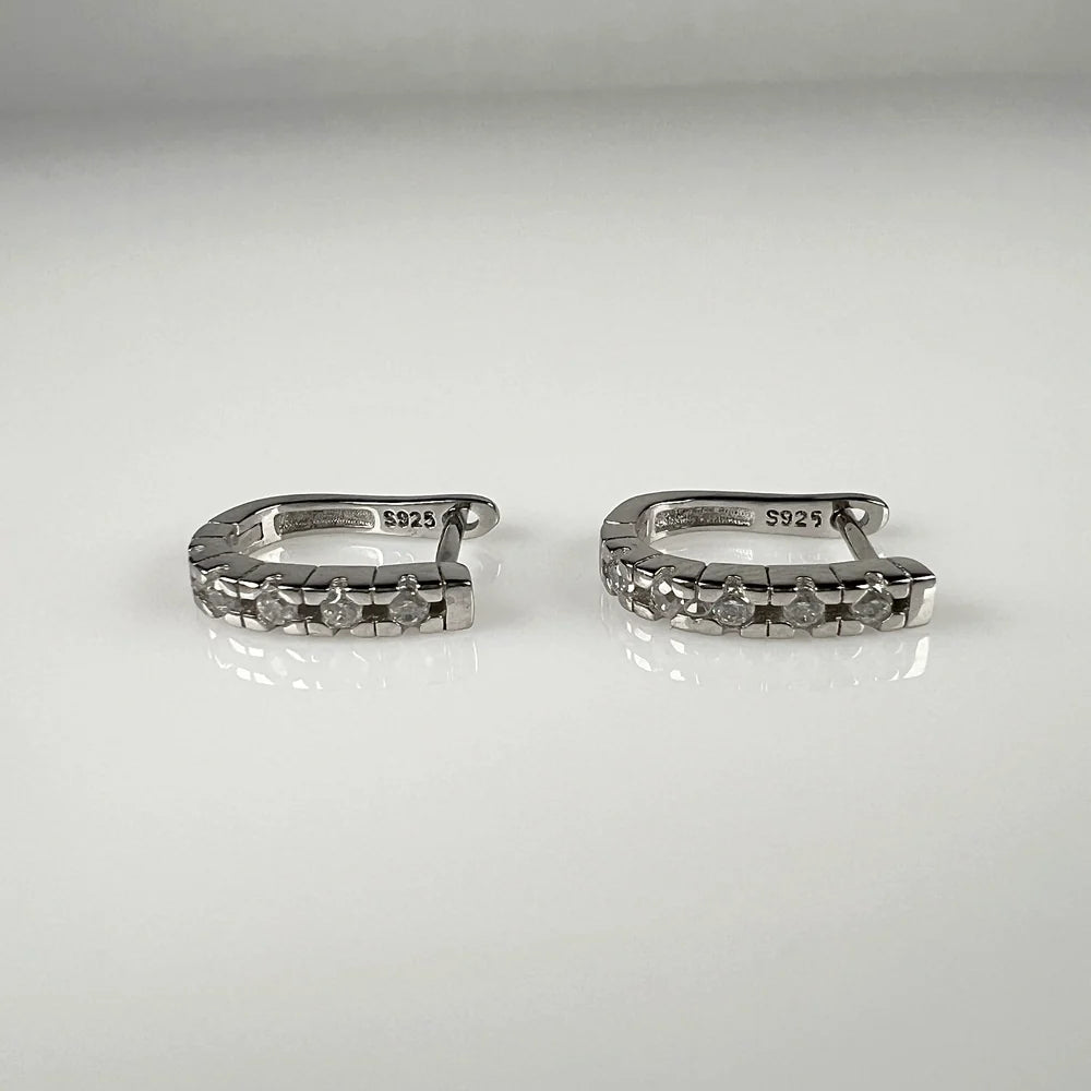 Cercei creole zirconia leverback argint 925 14mm - vedere 1