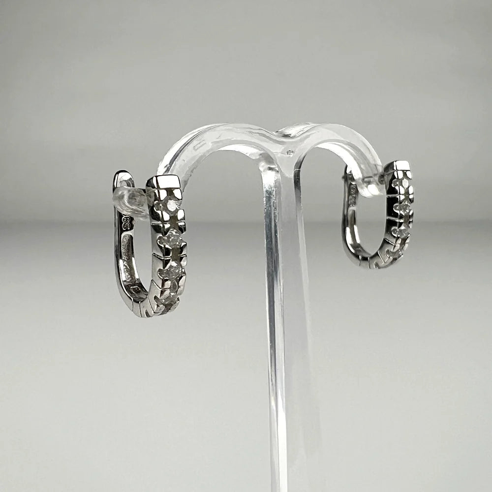 Cercei creole zirconia leverback argint 925 14mm - vedere 2
