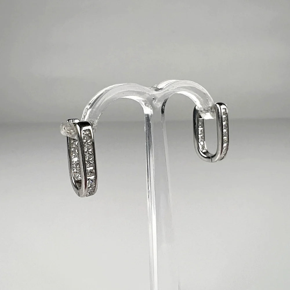 Cercei creole zirconia lever-back din argint 925 13mm - vedere 2