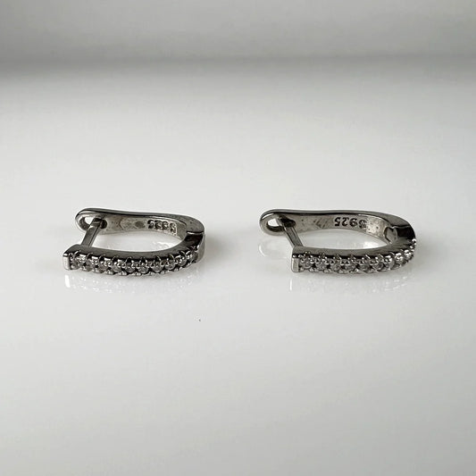 Cercei creole argint 925 cu zirconia si leverback 13mm - vedere 1