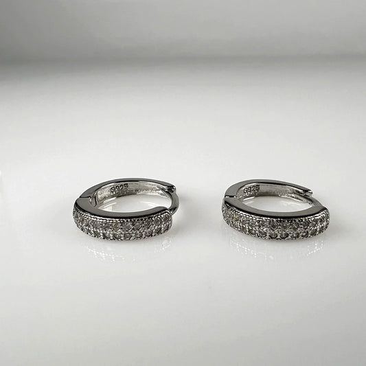 Cercei creole argint 925 cu zirconia si prindere leverback 13mm - vedere 1