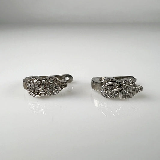 Cercei creole zirconia cu prindere leverback din argint 925 - vedere 1