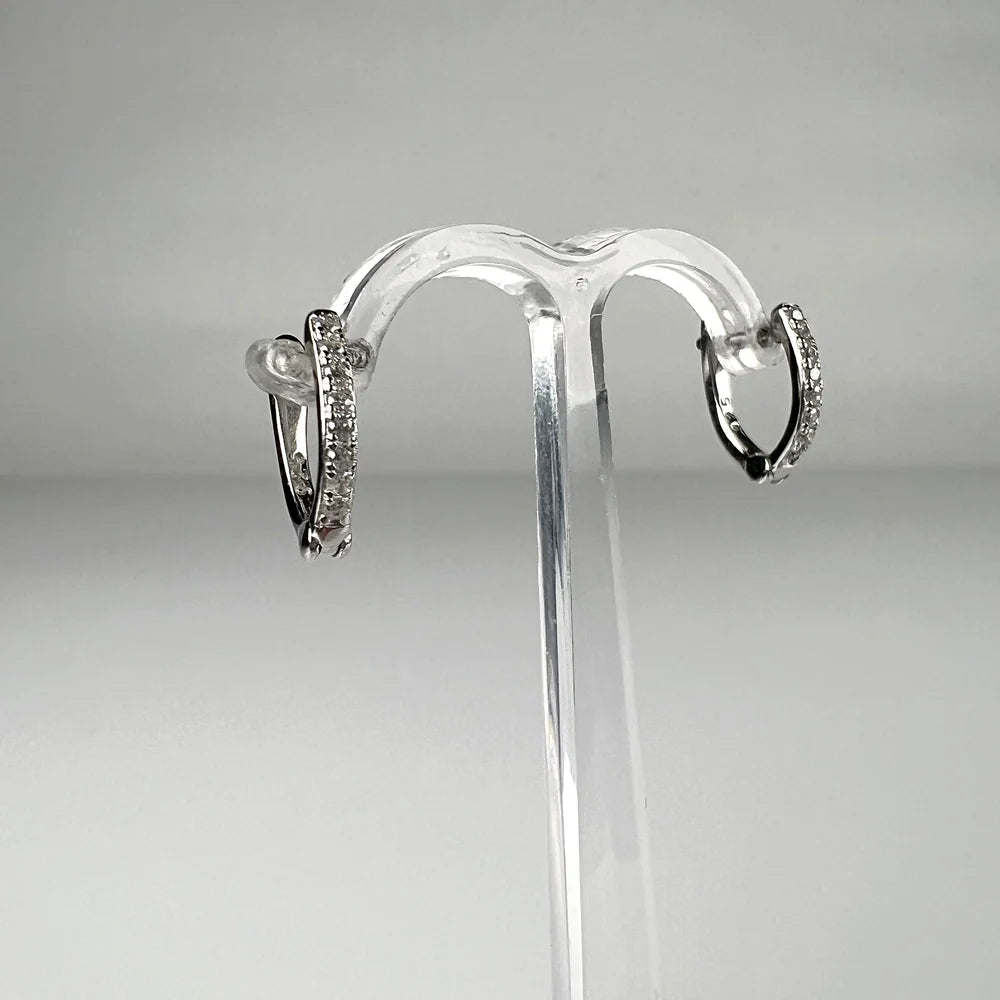 Cercei creole argint 925 cu zirconia si prindere leverback 12mm - vedere 2