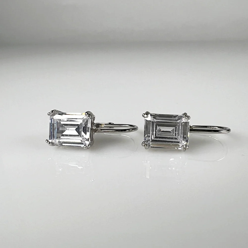 Cercei drop din argint 925 cu zirconia si sistem leverback - vedere 1