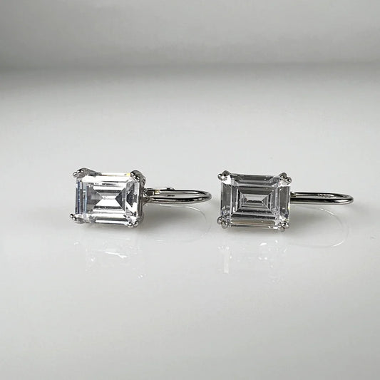 Cercei drop din argint 925 cu zirconia si sistem leverback - vedere 1