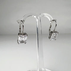 Cercei drop din argint 925 cu zirconia si sistem leverback - vedere 2