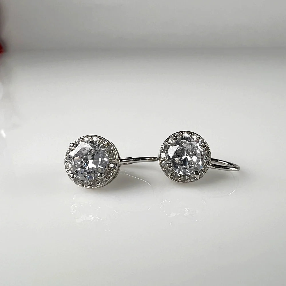 Cercei drop zirconia cu prindere leverback din argint 925 - vedere 1