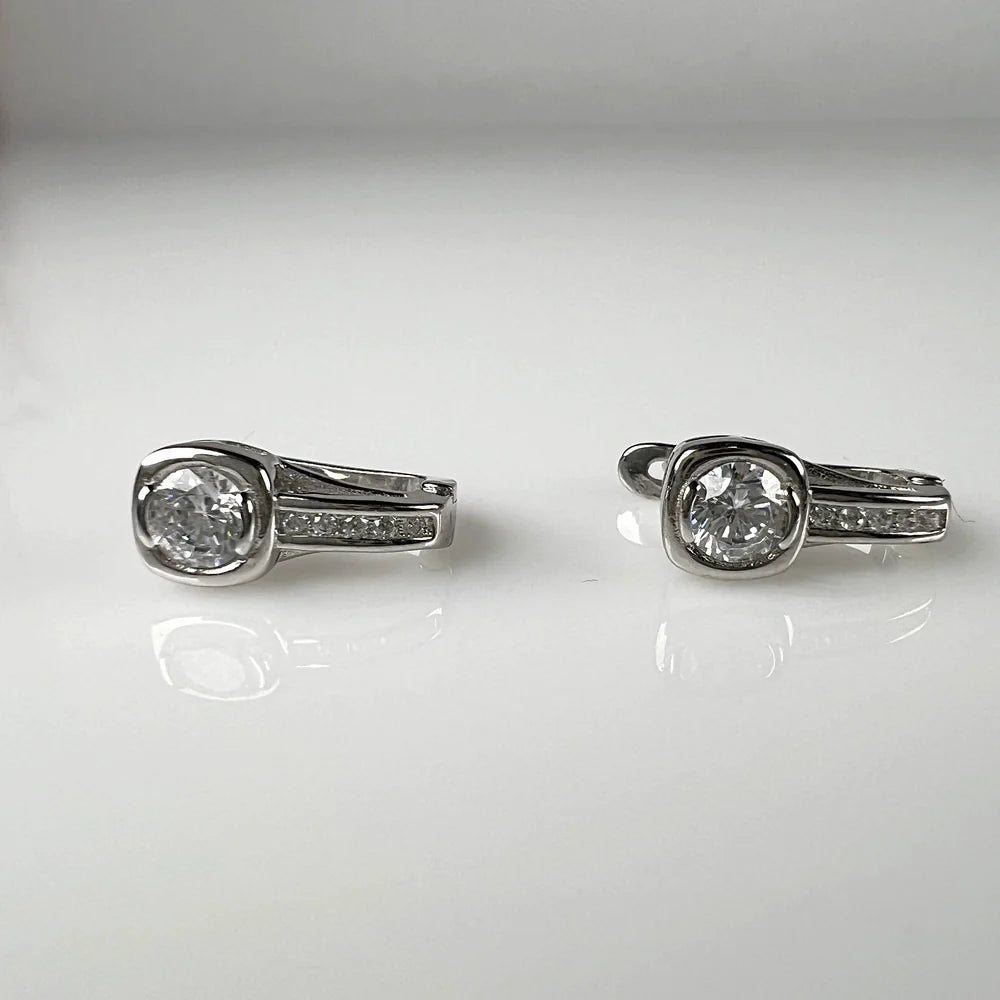Cercei drop zirconia leverback argint 925 eleganti 15mm - vedere 1