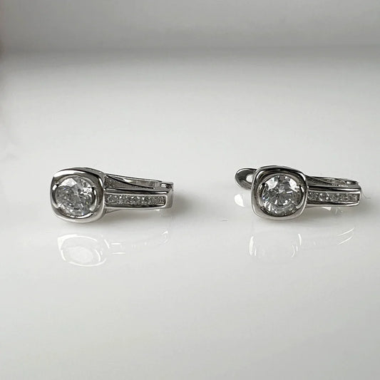 Cercei drop zirconia leverback argint 925 eleganti 15mm - vedere 1