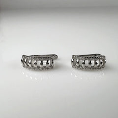 Cercei creole argint 925 cu zirconia și prindere leverback - vedere 1