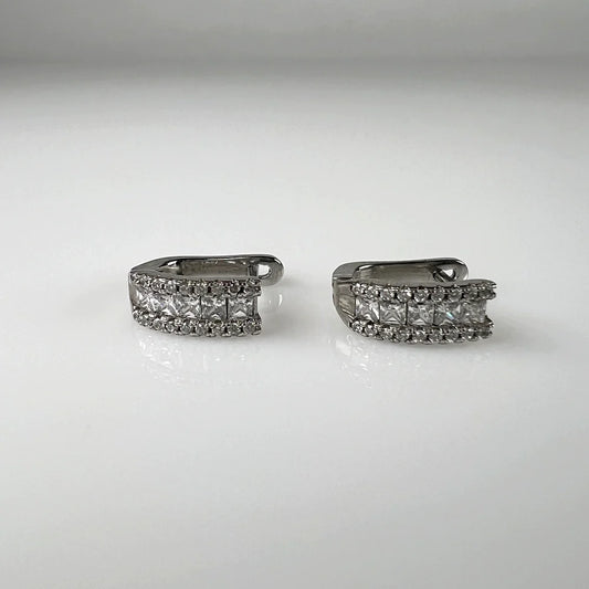 Cercei creole zirconia cu prindere leverback din argint 925 - vedere 1
