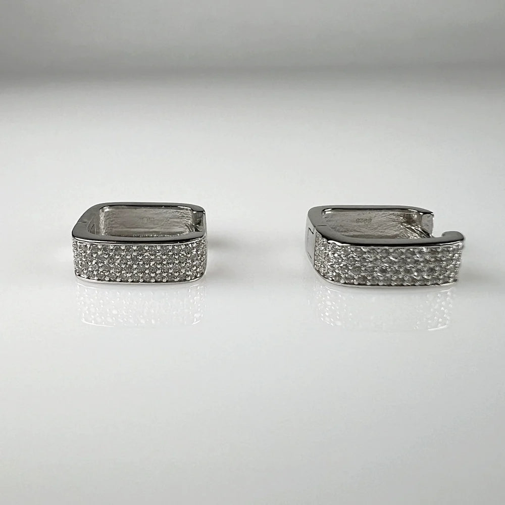 Cercei creole zirconia cu prindere leverback din argint 925 - vedere 1
